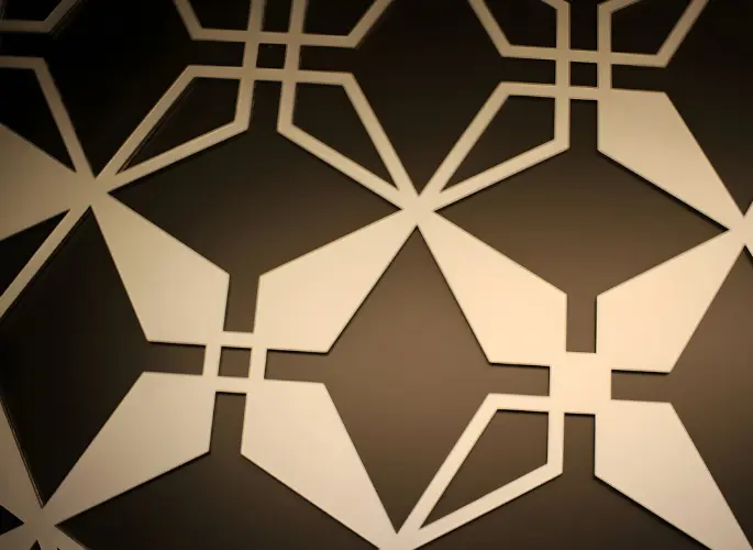A geometric pattern cut from a sheet of metal