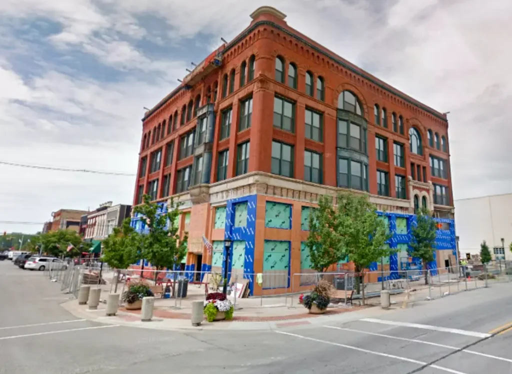 The exterior of the Calvin Crapo building, which ASCO worked on.