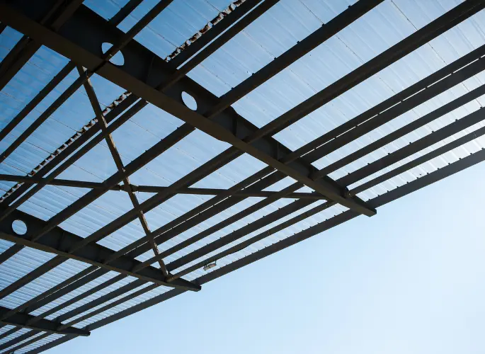 A metal building framework