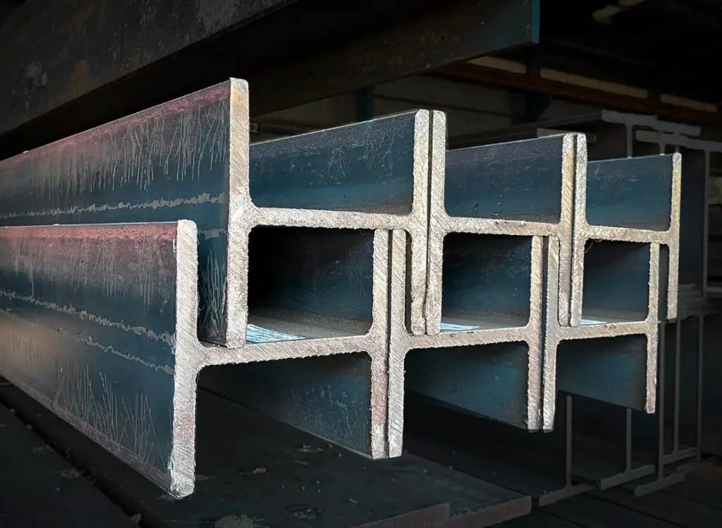 A stack of large I-Beams