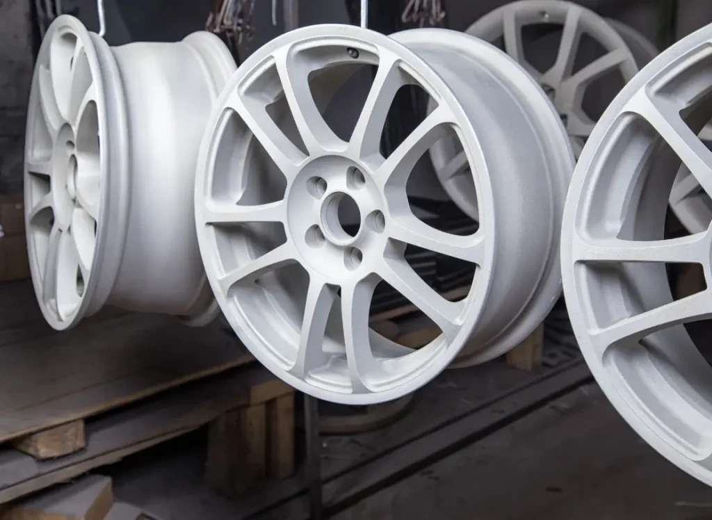 Several wheel wells dry after powder coating.