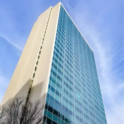 A towering skyscraper