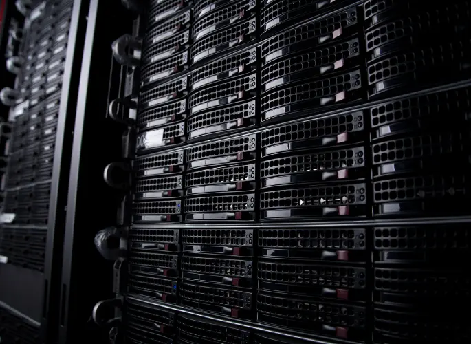 Rackmounts inside of a warehouse