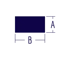 A diagram of a rectangular bar shows the shorter side labeled A and the longer side labeled B.