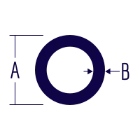A diagram of a round tube shows the width labeled A and the thickness labeled B.