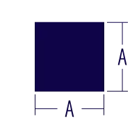A diagram of a square bar shows the equal sides labeled A.