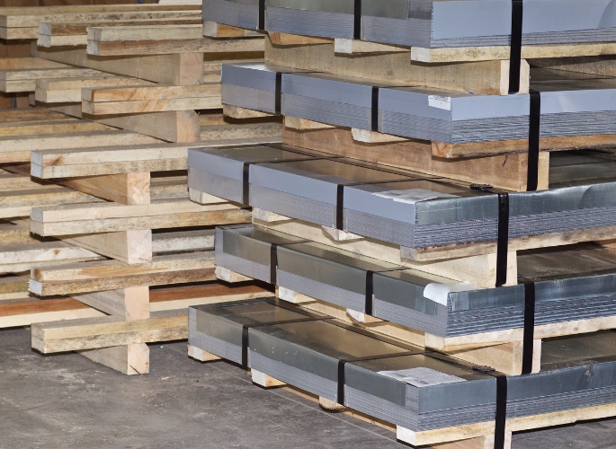 Several sheets of galvanized steel