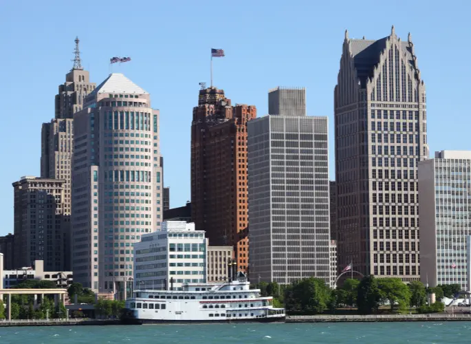 The Detroit, Michigan skyline