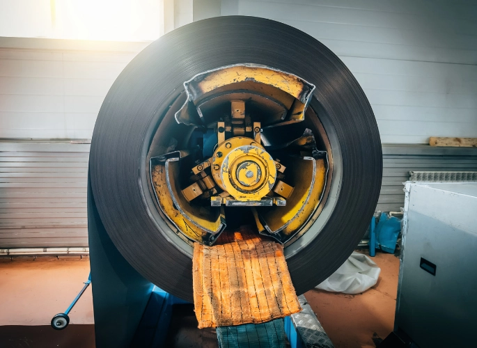A roll of coiled steel